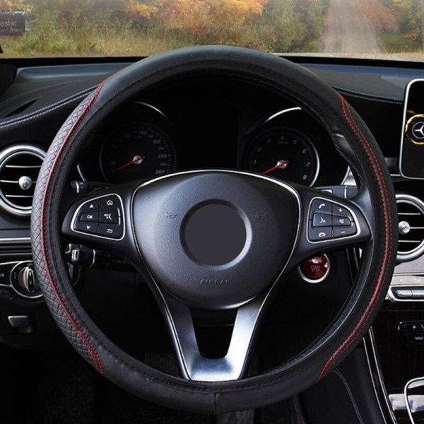 (20201129-RD)Car Auto Universal rattkåpa Cover Mikrofiber Andas Anti-Slip Cover 15''/38cm Case 20201129-RD