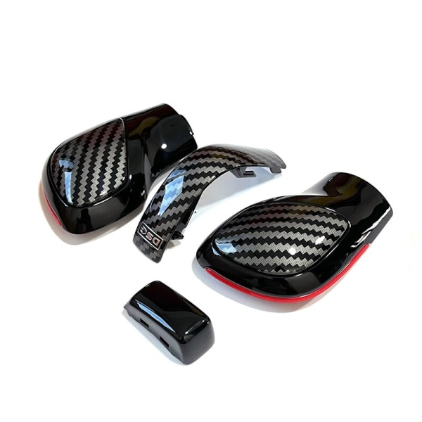 För VW Golf 6 7 R GTI Passat B7 B8 CC R20 Jetta MK6 GLIBsvart bakfärg Med Kolfiberväxelknopp Växelns cover DSG Logo-Röd-4 Red-4