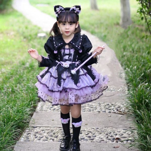 Anime Kawaii Sanrios My Melody Kuromi Lolita Barn Prinsessklänning Bekväm Söt Söt Tjej Tutu-kjol Toddler Födelsedagskläder Kuromi 29 120 cm