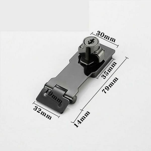(Sort) Lås og bolt - LARGEIGHT - Nøglehaspe - 7,6 cm - Metal - Sort Black