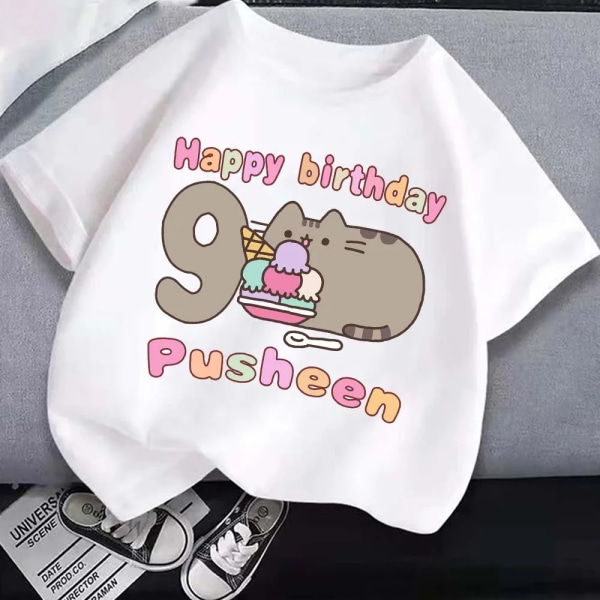 Pusheen Barn Casual T-shirt i bomull Pojkar Mode Födelsedag Nummer Topp Sommar Barn Tecknade T-shirts Flickor Nya söta printed kläder Pusheen-8PJM 101 120cm