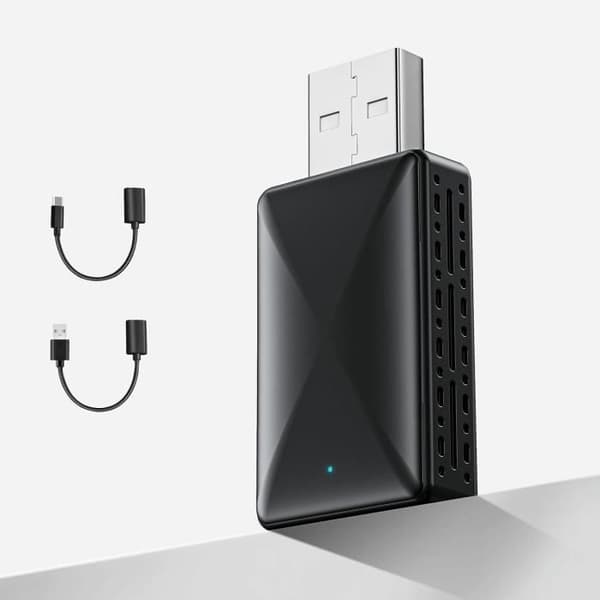 2 i 1 Trådløs Carplay Adapter - PRUMYA - Hurtig og Stabil Forbindelse - Bluetooth og WiFi - Plug & Play