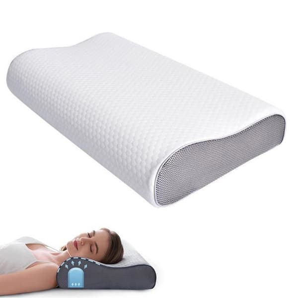 (Vit) Nackkudde i Memory Foam, Bekväma Ergonomiska Bågformade Kuddar, Ortopedisk Sovkudde White
