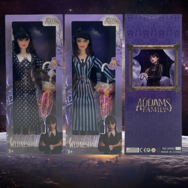 Ny onsdag Addams Familj Actionfigur Anime Rörlig docka Söt inredning Perifera tillbehör Docka Leksak Barn Födelsedagspresenter 9-joint polka dots 1