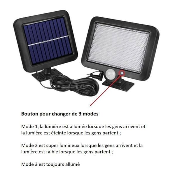 2 st Utomhus Solcellslampor 56 LED med Rörelsesensor - IP65 Vattentät - 3 Lägen