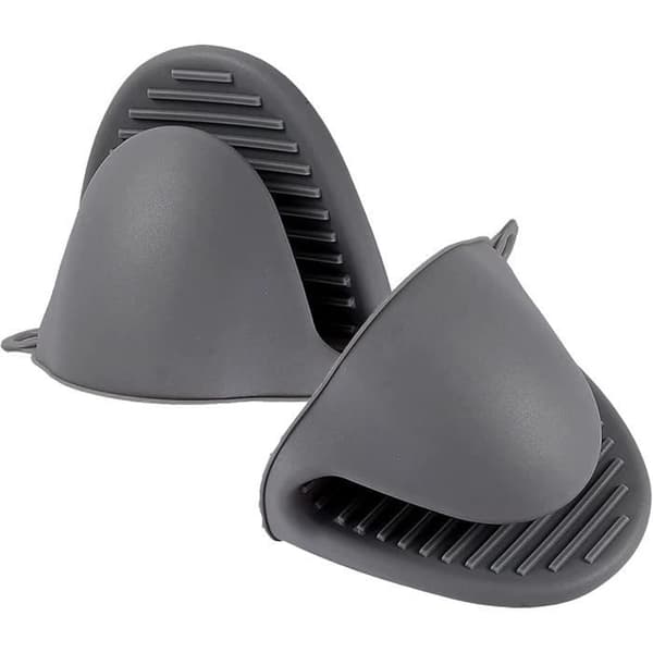 Tjock Värmebeständig Silikon Grytvante för Matlagning Bakning BBQ Grillning (Grå)