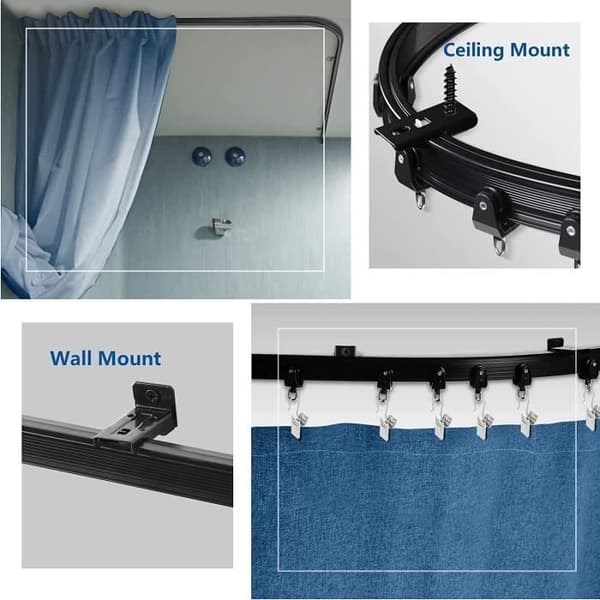(Sort) Foldbar gardinstang - LECOO - 5 meter - Fleksibel - Robust - Sort Black