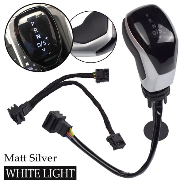 DSG AT Synchronize Electronic Display Växelspaksknopp Växelspak Handboll LED Rött/Vit Ljus För VW Golf 6 Passat 7 Tiguan-Vit-Matt Silver White-Matt Silver