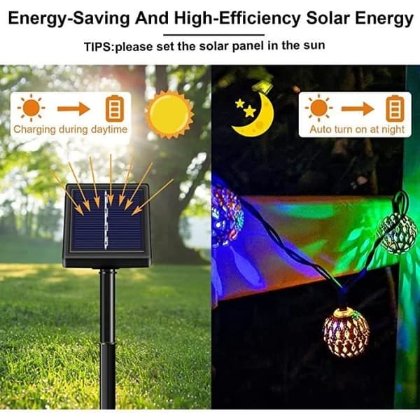 Lyslenke - AMOUNE - 50 LED - Solar - 7 meter - Vanntett - 8 moduser