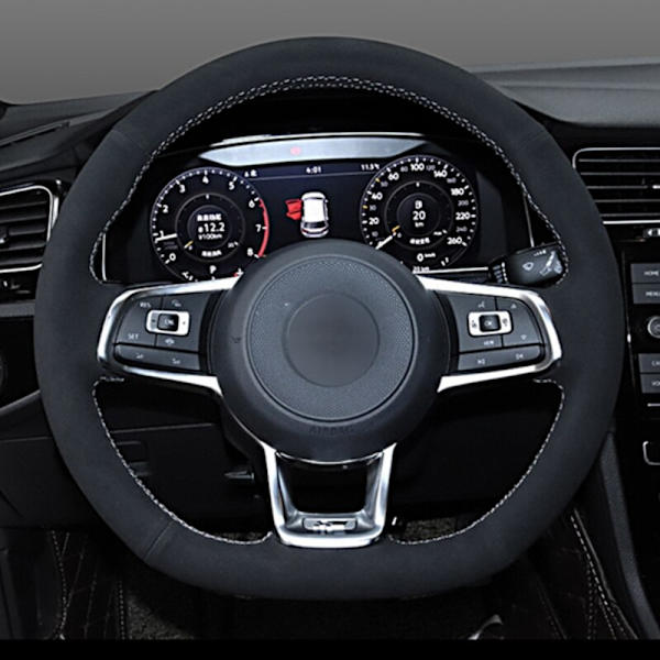 (Stil 7) DIY handsydd kolfiber svart mocka cover för Volkswagen Golf 7 GTI Golf R MK7 Polo Scirocco 2015 2016 Style 7