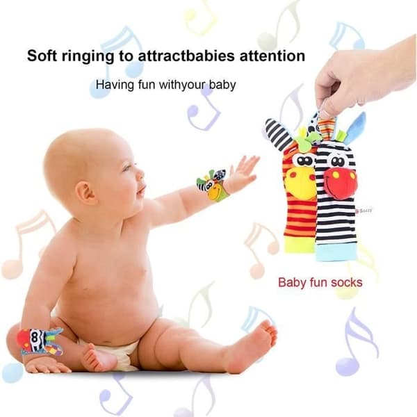 Babyrangle Babyleker 0-12 Måneder Rangle Fot og Håndledd Babysokker Gaveeske