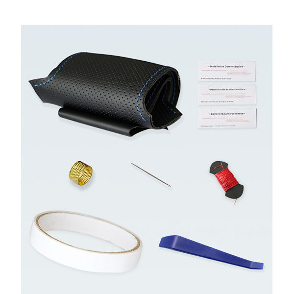 (Grå tråd)Handsydd svart PU- cover i konstläder för Opel Astra (K) Corsa (E) Crossland X Grandland X Insignia Gray thread