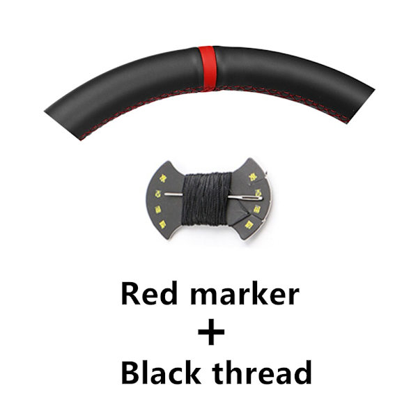 (RedMark BlackThread)Svart PU konstläder cover för Volkswagen VW Golf 4 Passat B5 Polo MK6 Seat Leon 1M Skoda Fabia 1 RedMark BlackThread