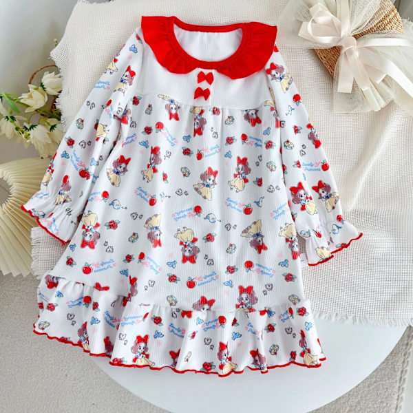 Anime Barn Nattlinne Bekväm klänning Loungewear Pyjamas Andas Casual Princess Kjol Kawaii Toddler Hemkläder Present Red 5 100cm