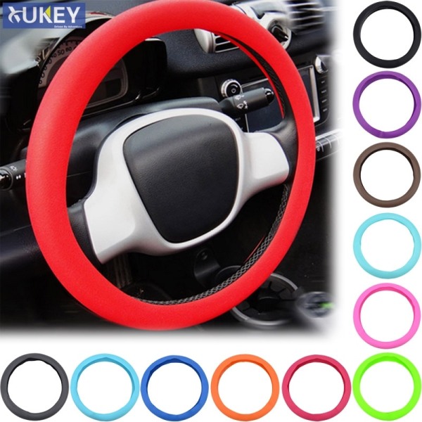 (RÖD) Lädertextur Bil Auto Silikon Ratt Cover Mjuk Multi Universal Skin Mjuk Silikon Cover RED