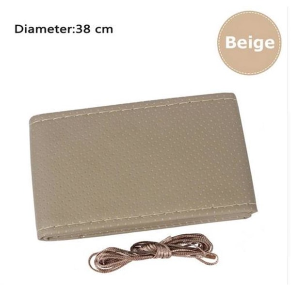 (Beige 38cm)38cm Universal Car Rat Covers DIY Fläta på Bilratten Mjukt cover med nål och tråd Beige 38cm