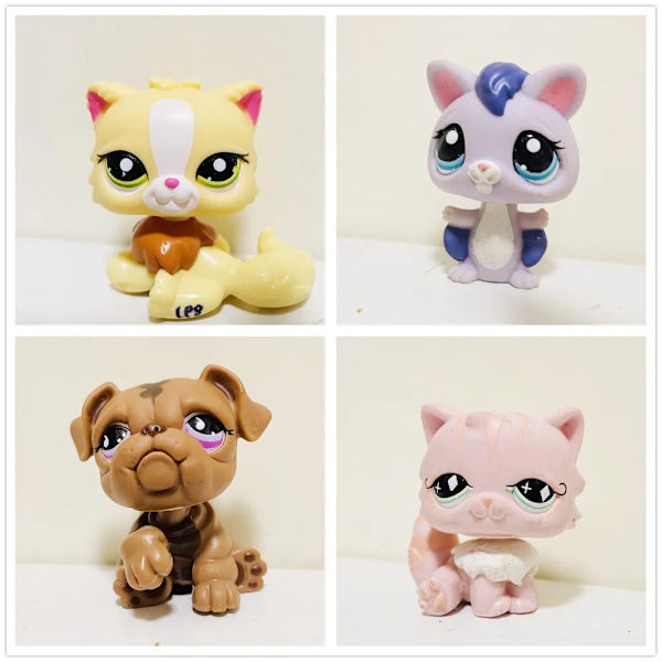 Original 5 cm Söta leksaker Lila Fladdermus Rosa Katt Gul Hund Härlig Djuraffär figur lpstoy minsta docka present tjej leksak 1