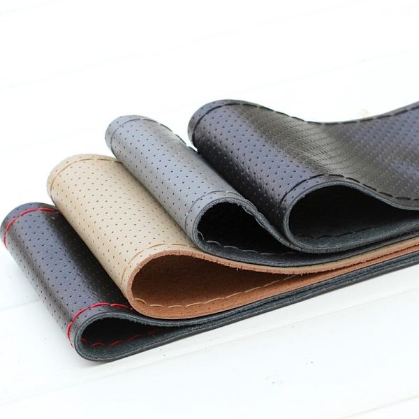 (A-Grå) Äkta läder 38 cm 36/40/42 cm 15 tum Bilratt Cover Universal Bilinredningstillbehör Interiöröverdrag A-Gray