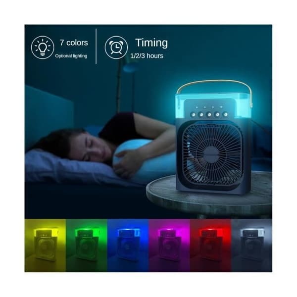 Bærbar Aircondition Ventilator 3 i 1 Befugtet Luftkøler med 7 Farver LED Ventilator