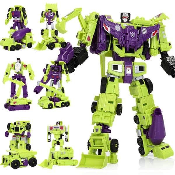 Haizhixing 5 i 1 Bruticus Devastator Superion Defensor Transformationsrobot Bil Action Figurer Flymodel Børn Drengelegetøj