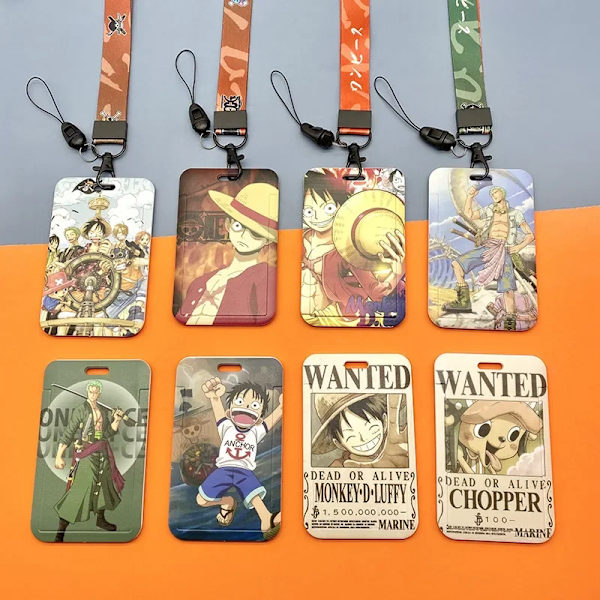 One Piece ID-korthållare Luffy Zero Anime Runt med Lanyard Arbete Busskort Fodral Tecknad Söt Korthållare Tillbehör Present 8 lanyard 11X7cm