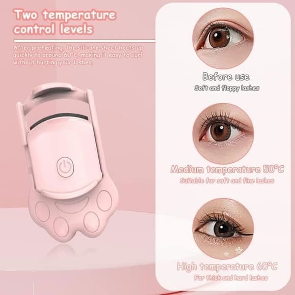 Opvarmet øjenvippebukker - USB, 2 temperaturindstillinger, langvarig - Pink Label