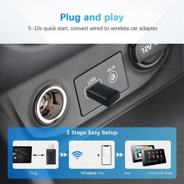 2-in-1 langaton Carplay Android Auto -sovitin WiFi BT Auto Connect USB-dongle IPhone6 Android 11 CarPlaylle