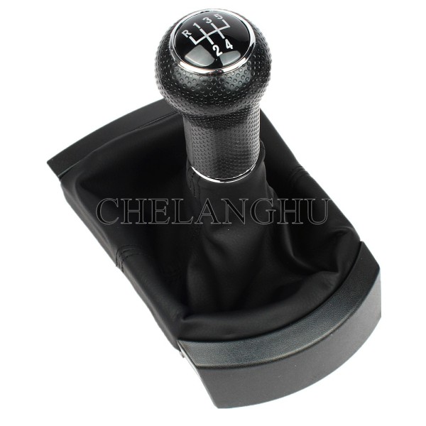 För Seat Ibiza 2002 2003 2004 2005 2006 2007 2008 2009 2010 Car-Styling 5/6-växlad växelspaksknopp med PU-läder Boot-6 Speed Black 6 Speed Black
