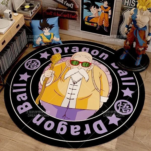 Anime Dragon Ball Rund Hemmatta Tecknad Goku Vegeta Halkfria fotmattor Vardagsrum Sovrum Sängbord Datorstol Golvmattor 13 120x120cm