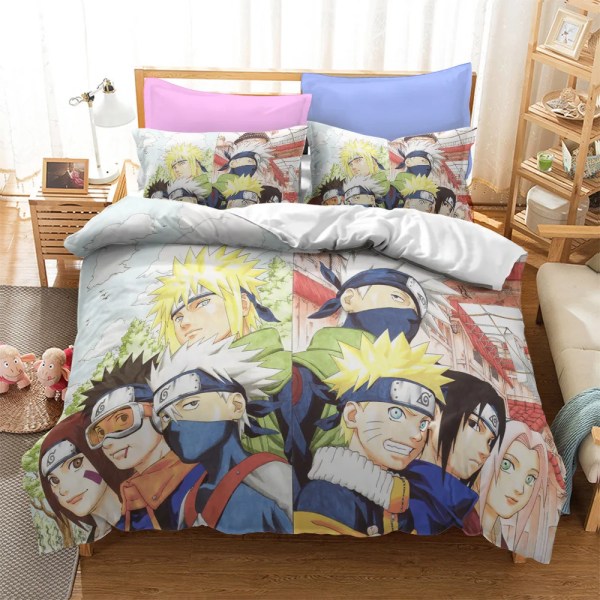 Anime Naruto Sängkläder Set för barn Pojkar Dubbelt cover Täcken Set Akatsuki Itachi Sasuke Kakashi Lakan Baby Överkast T EU King 240x220cm