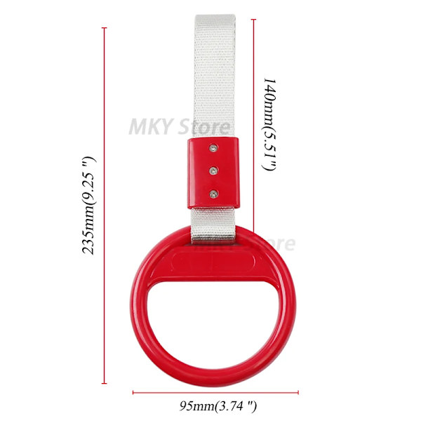 Universal färgglad PVC-bil cirkulär dragrem för universal PVC-varningsring, högresistans nylon Black Red