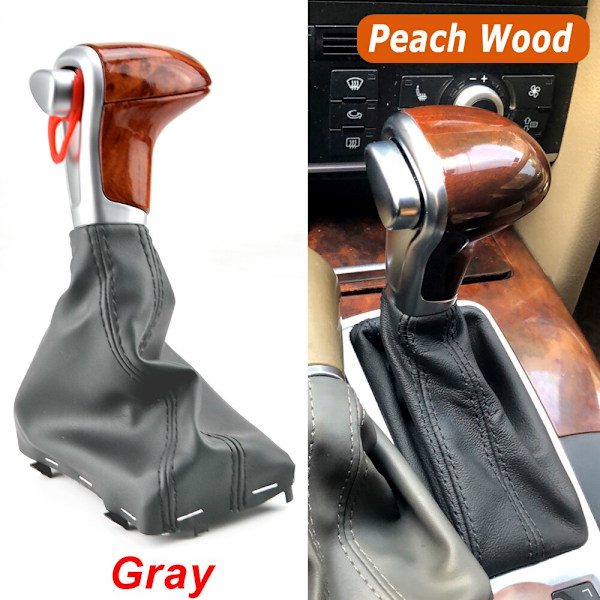 Automatisk växlingsknopp för Audi A6 C6 A3 8P A4 B8 A5 Q5 2009 2010 2011 2012 2013 2014 Växelspaksknopp boot-träfibrer grå wood grain gray