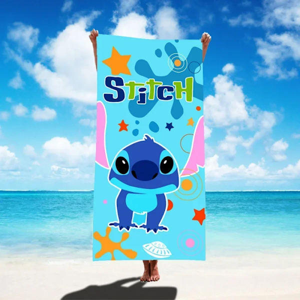 Disney Lilo & Stitch Badhandduk Tecknad Mjuk Absorberande Snabbtorkande Strandhanddukar Kawaii Anime Angel Stitch 3D Print Badhanddukar 28 Thin style 75x150cm