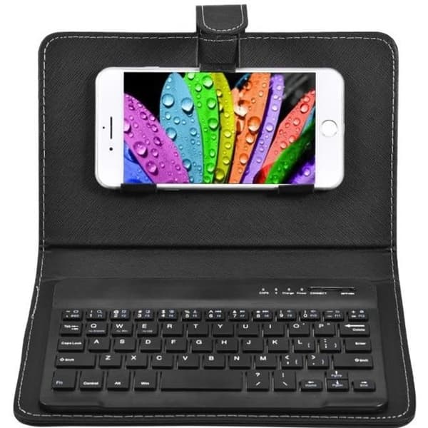 (Sort) Bluetooth-tastaturcover - BELLE TECH - Universal - Sort - Integreret stativ - Kompatibel med iOS/Android Black