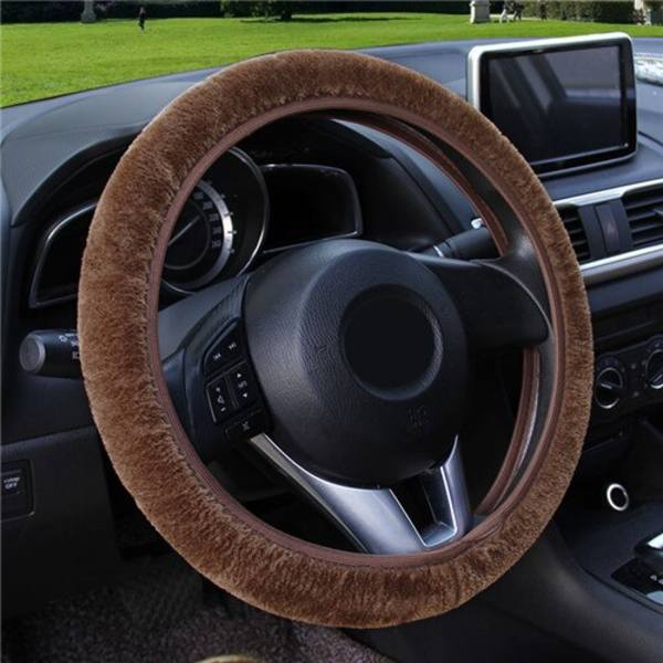 (Brun)Vintermjukt kort cover på ratt/O SHI CAR Universal Elasticity Car Rat Cover Brown