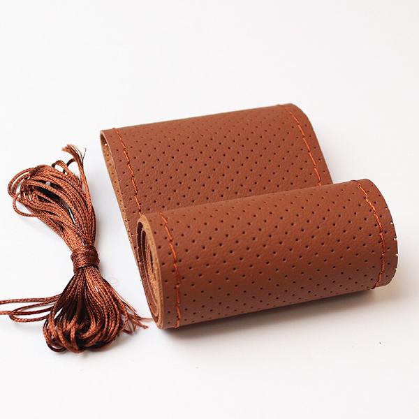 (B-6)38cm Bilratt i äkta läder Cover Handsytt Mjukt halkfritt Bilinredningstillbehör B-6