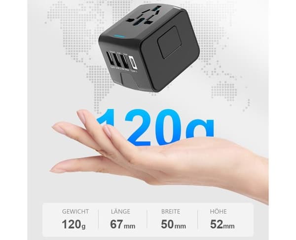 Reiseadapter for hele verden, universell reiseplugg, internasjonal pluggadapter, universell adapter