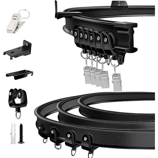 (Sort) Foldbar gardinstang - LECOO - 5 meter - Fleksibel - Robust - Sort Black
