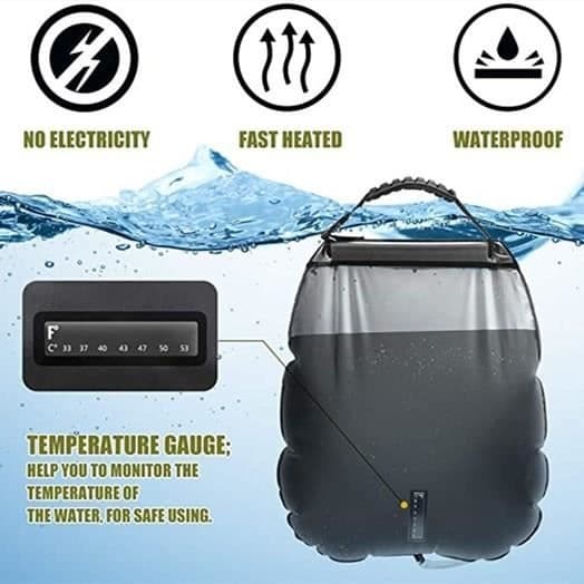 Solar Camping Brusepose, 20L Solar Brusepose Bærbar Foldbar Udendørs til Vandring Klatring, Rød
