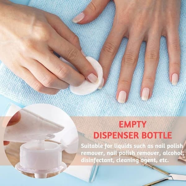 Set med 4 150ml nagellacksremoverdispensrar, resevänlig tonerflaska