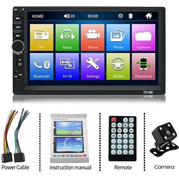 Bluetooth Bilradio - PRUMYA - 7018B - 7 tommer Touch Screen - 60W x 4 - Bakkamera