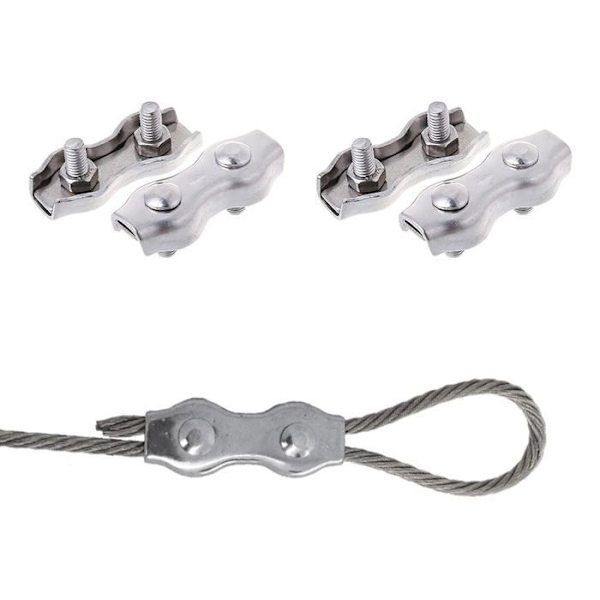 Stålkabelbindere, Duplex Clips, M4 Dobbelte Kabelbindere, Rustfri Stål Dobbelte Kabelbindere, M4 Rustfri Stål Kabelbindere, 4 Stykker