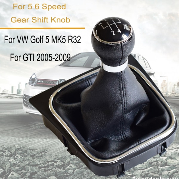 BRA Frakt Bilväxlingsväxelknoppar Täckt Läderknopp Med Gaitor För VW Volkswagen GOLF 6 VI MK6 Jetta 5 Golf 5 V MK5-5Speed-boot 5Speed-boot