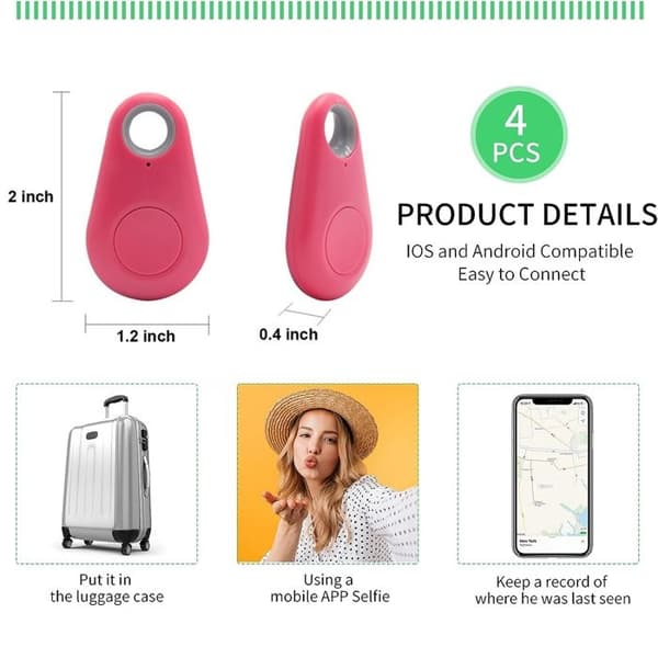 Pakke Vanddråbeform Smart GPS Tracker Trådløs Nøglefinder Anti-Tab Alarm Sensor