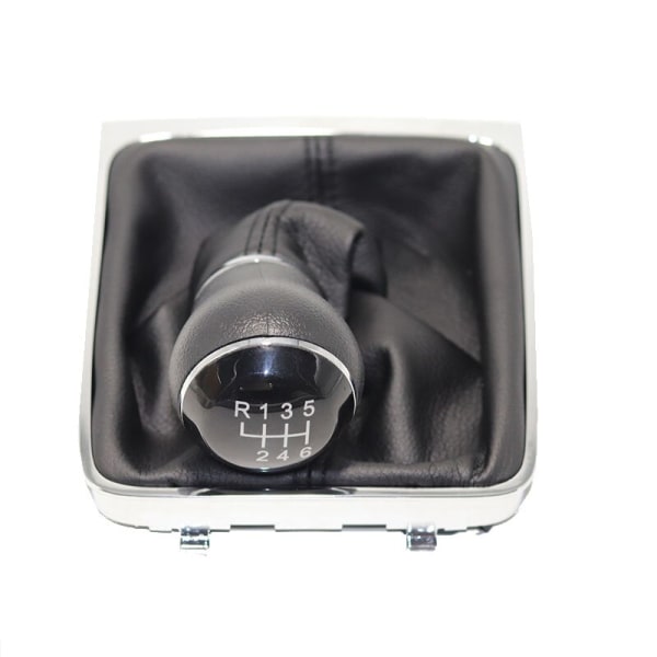 Krom och läder Bilväxel cover för VW Passat B6 CC 3C R36 TDI TFSI TSI (2006-2011)-5 Speed White line 5 Speed White line