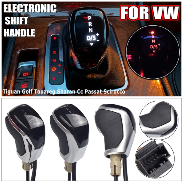 DSG AT LED Synkronisera elektronisk display Växelspaksknopp Växelspak Handboll för Golf 6 Jetta MK5 MK6 Tiguan Polo-Röd-Matt Silver Red-Matt Silver