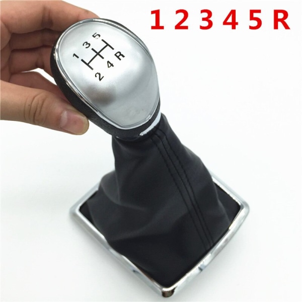5/6-växlad manuell bilstyling Växelspaksknopp Damask Boot Case för Ford Focus 2 MK2 FL MK3 MK4 Fiesta MK7 KUGA GALAXY C-max B-max-5 Speed Silver 5 Speed Silver