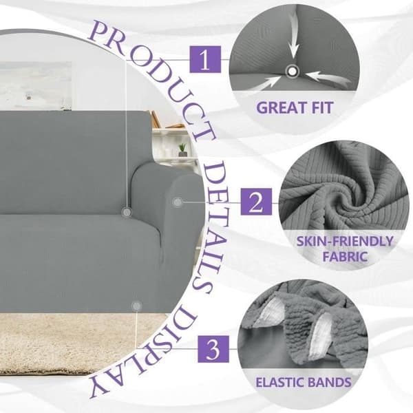 Stretch Fåtöljöverdrag - Märke - Modell - Grå - Enfärgad - Rektangulär Light gray