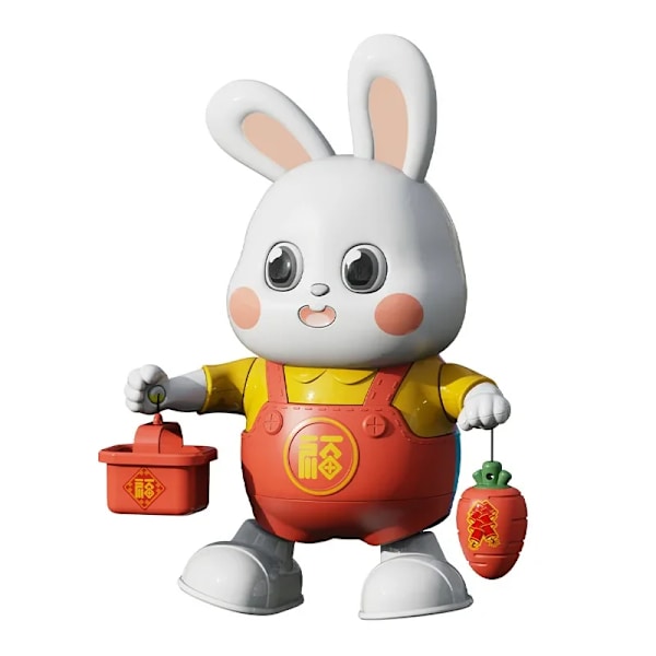 Elektrisk dans Liten Fu-kanin TikTok Samma stil Robot Ljus Musik Ljusande leksaker för barn 1 Song Dancing Littl No Battery