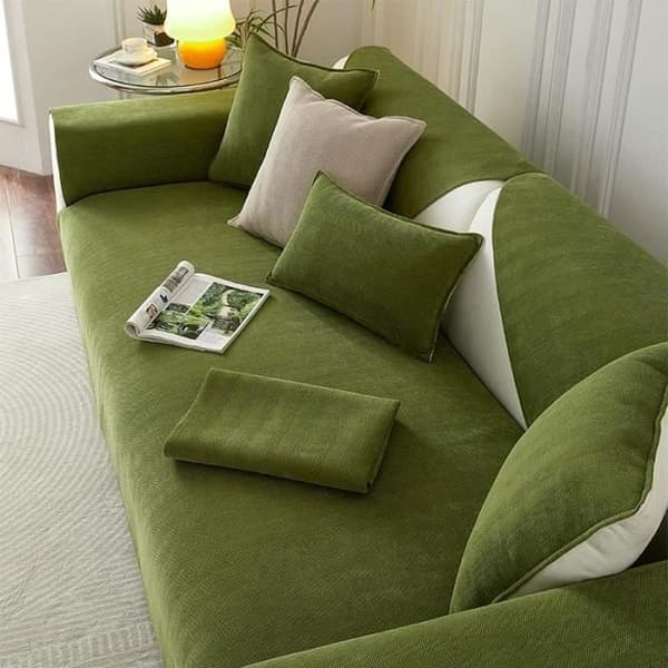 (Grønn) Sofatrekk - OTHERWISE - Chevron Chenille - Grønn - 70cm x 90cm - Maskinvaskbar Green